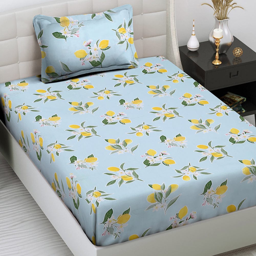 Citrus Breeze 100% Cotton King Bedsheet, 186 TC