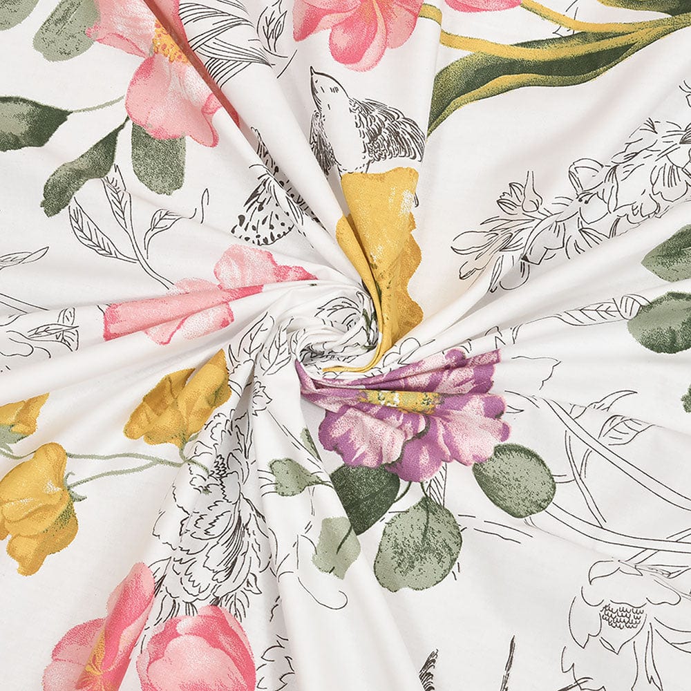 Lush Petals, 100% Cotton Double Size Bedsheet, 186 TC