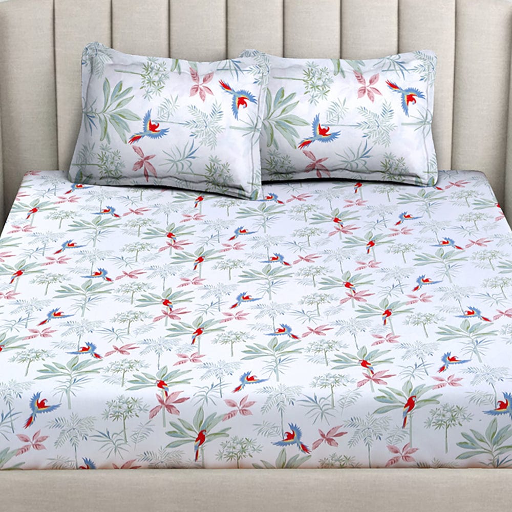 Palm Scape 100% Cotton Single Bedsheet, 186 TC