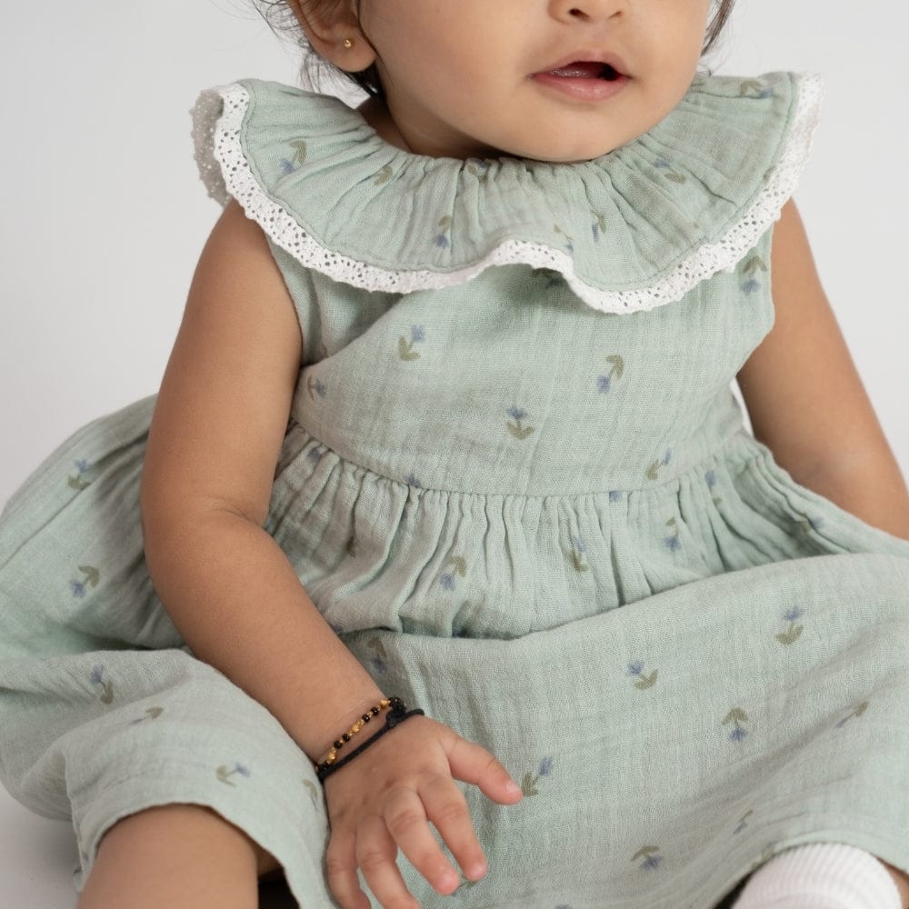 100% Cotton Mint Meadow Frock-  Mint Green