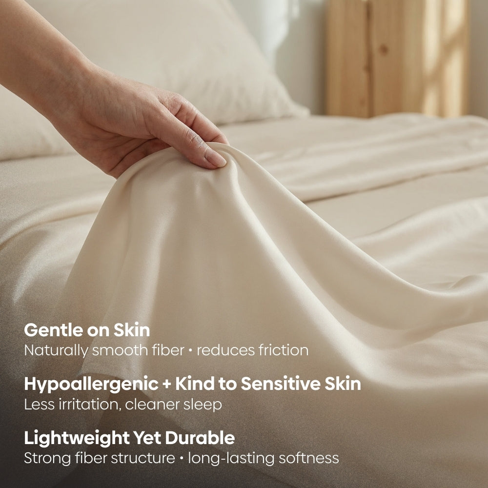 Tencel 300 TC King Flat Bedsheet- Sandstone Calm