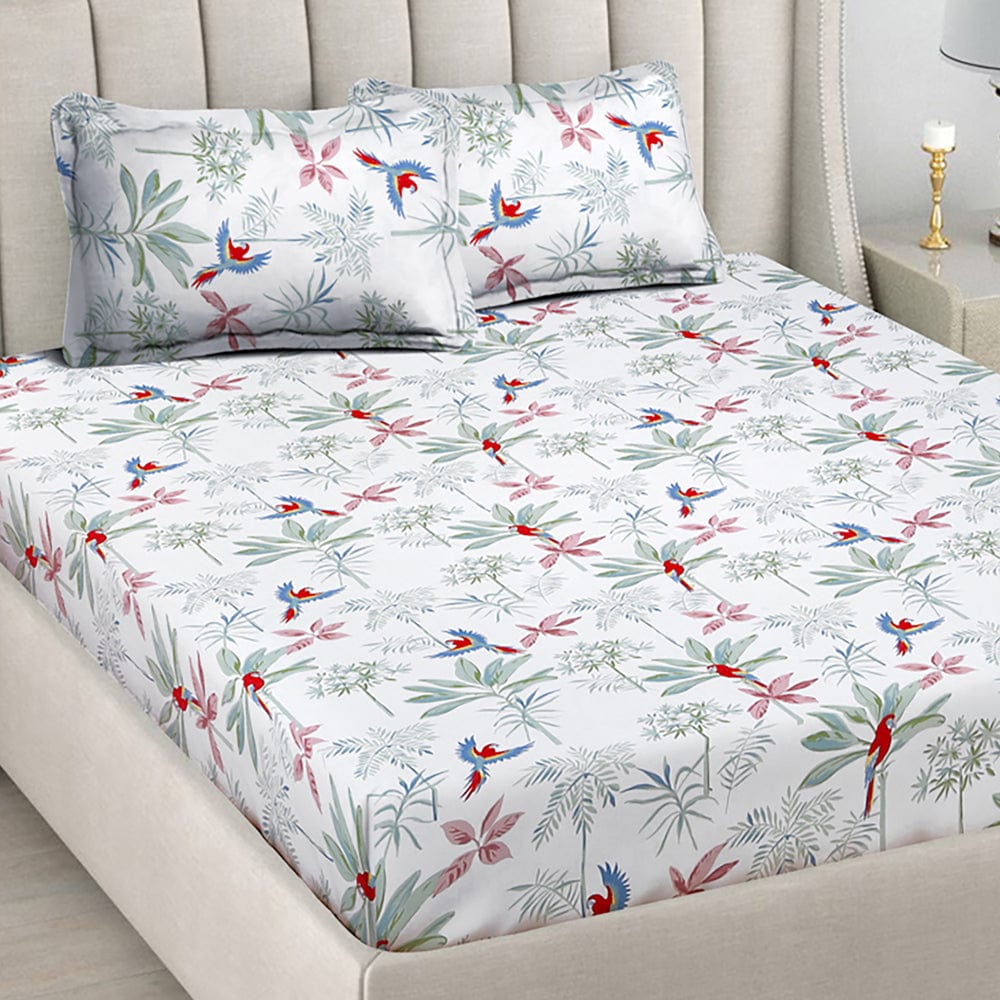 Palm Scape 100% Cotton Single Bedsheet, 186 TC