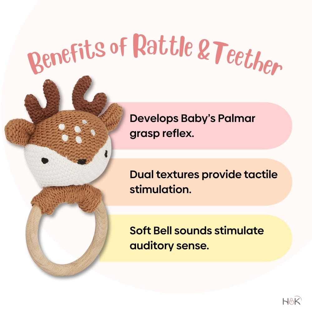 Jungle Paws Cotton Knitted All Season AC Blanket with a Teether - Blanket | haus & kinder