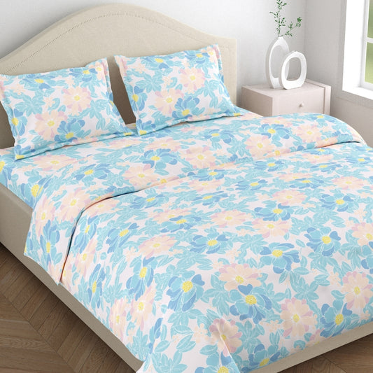 100% Combed Cotton 144 TC Double Flat Bedsheet Petal Veil