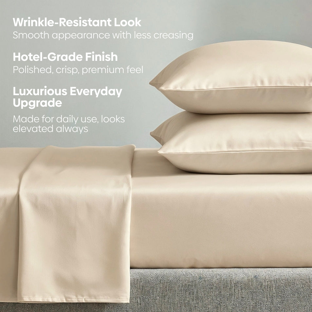 Tencel 300 TC King Flat Bedsheet- Sandstone Calm