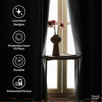 Polyester Jacquard  Window Curtains Midnight Willow Steel, Grey