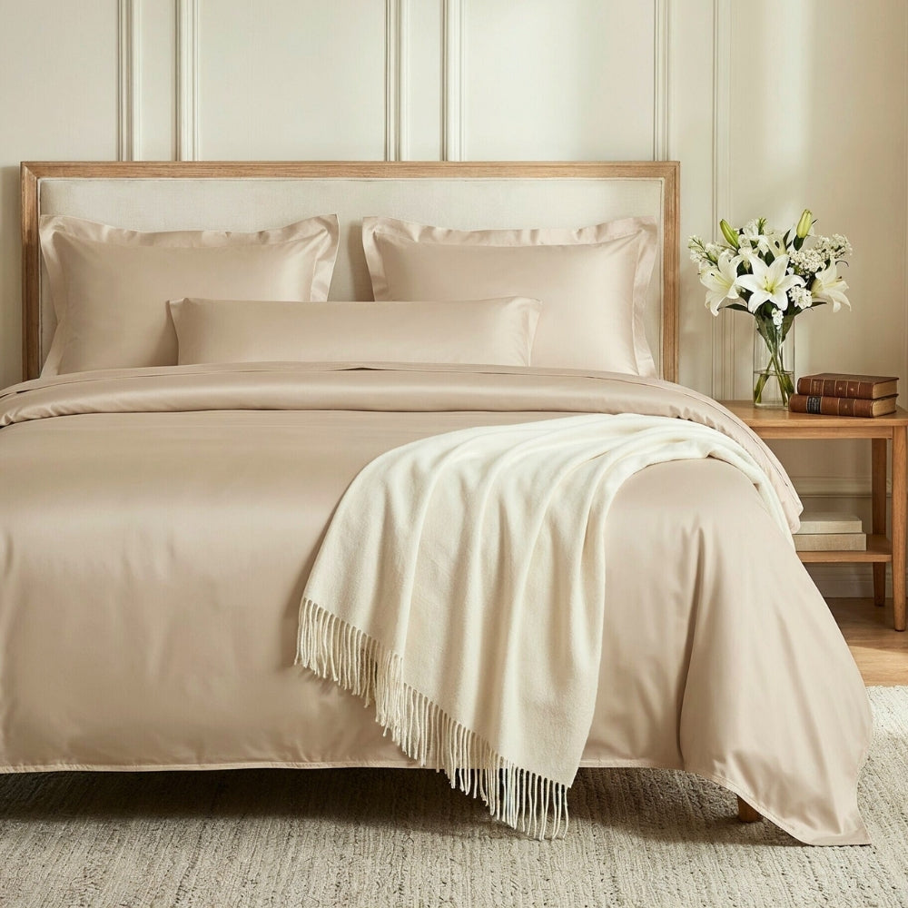 Tencel 300 TC King Flat Bedsheet- Sandstone Calm