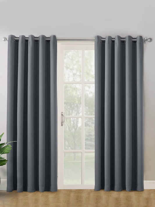 Velvet black out curtains set of 2, Dark Grey