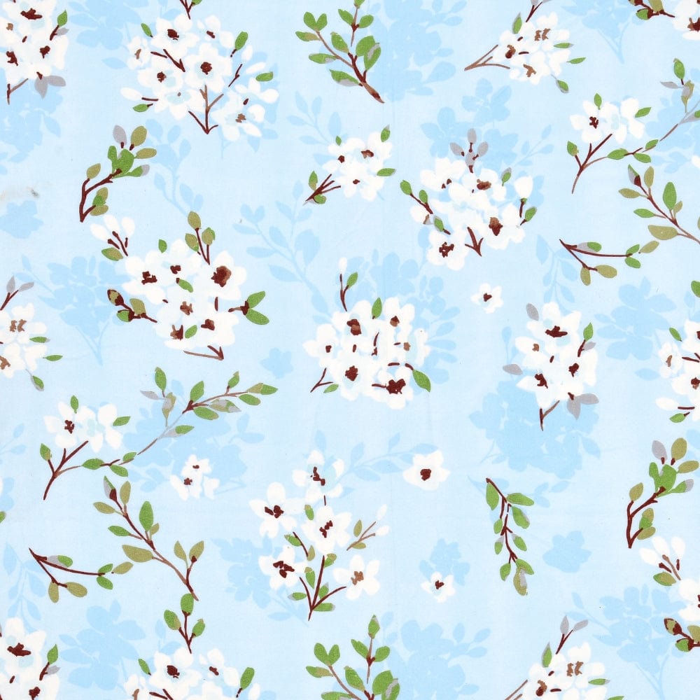 Digital Printed Ultra Soft Peach Finish Reversible Dohar, Dove Blue Bloom