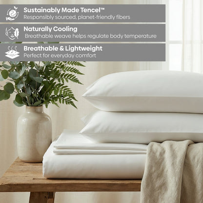 Tencel 300 TC King Flat Bedsheet- Cloud Drift