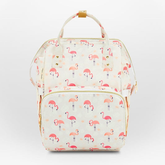 Chic Diaper Bag Backpack for New Parents (Capacity - 20L) , Bird Flamingo