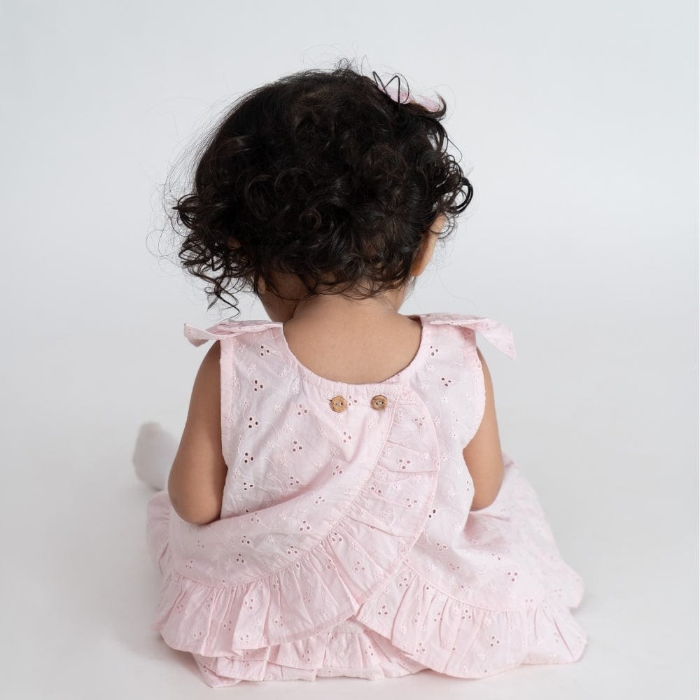 100% Cotton Chifly Frock with Blommer- Pink