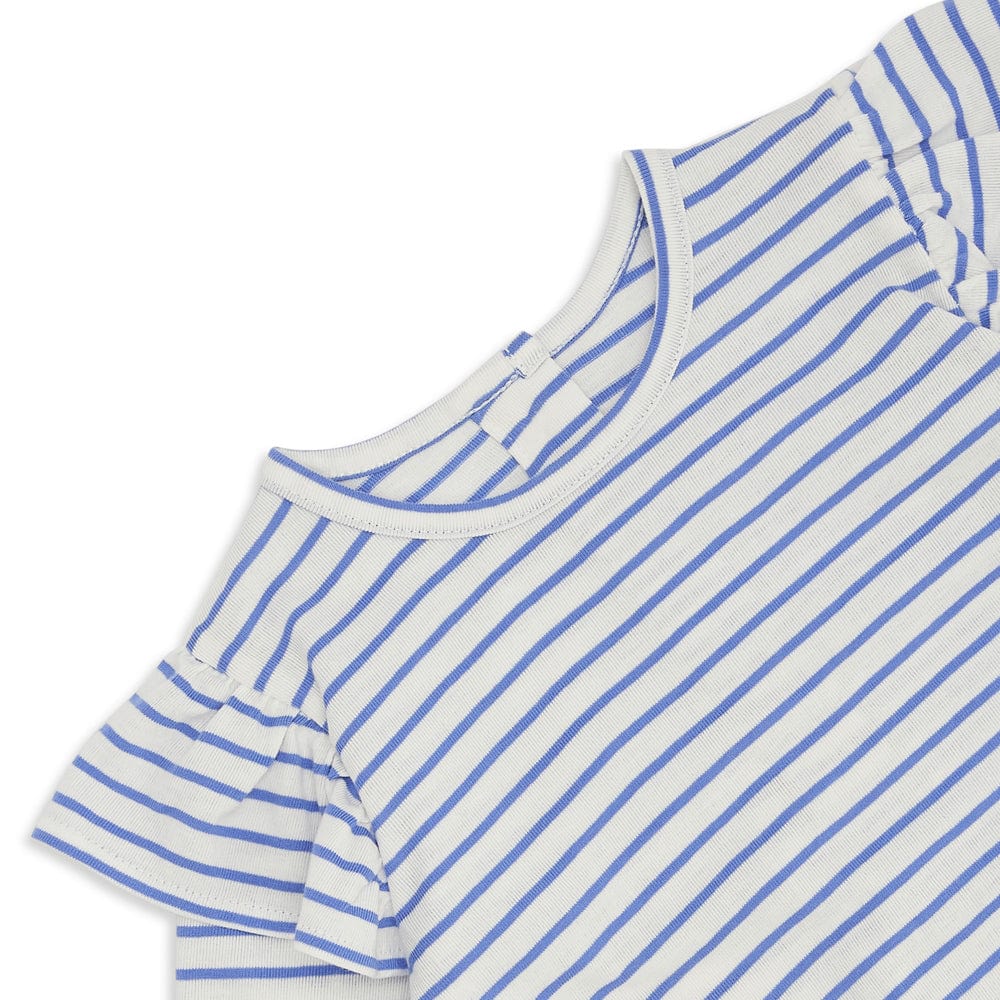 Girl Frock with Tshirt, White-Blue 6-24 Months