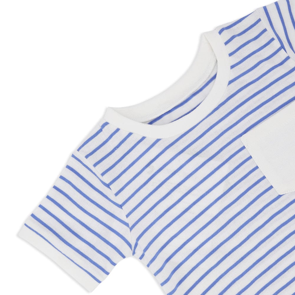 Boy Tshirt with Bottom, Blue-beige 6-24 Months