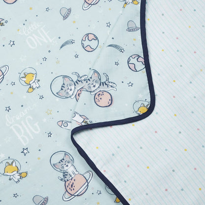 Spacewalk 100% Cotton Muslin Reversible Blanket for New Born Baby