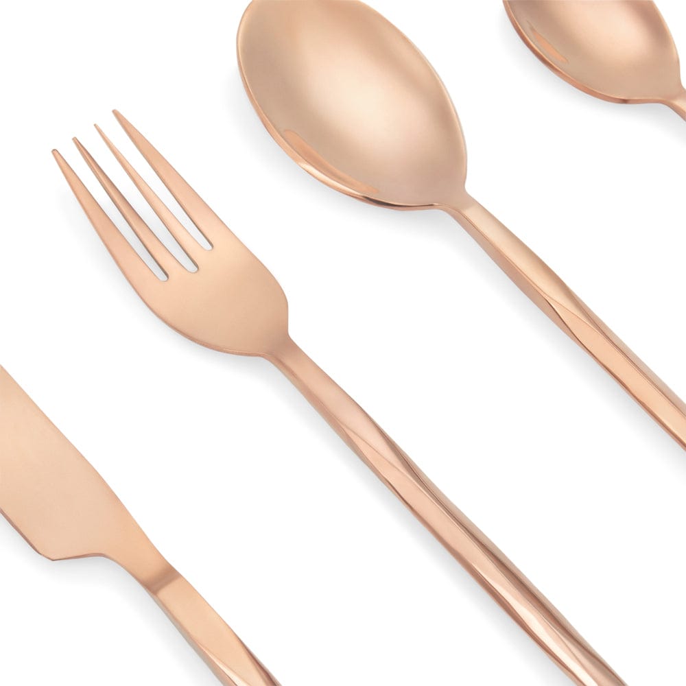 Diamond rose gold glossy cutlery, set of 4