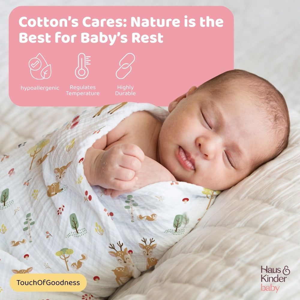 Wildlife wonder Collection 100% Cotton Muslin Swaddle Pack Of 3