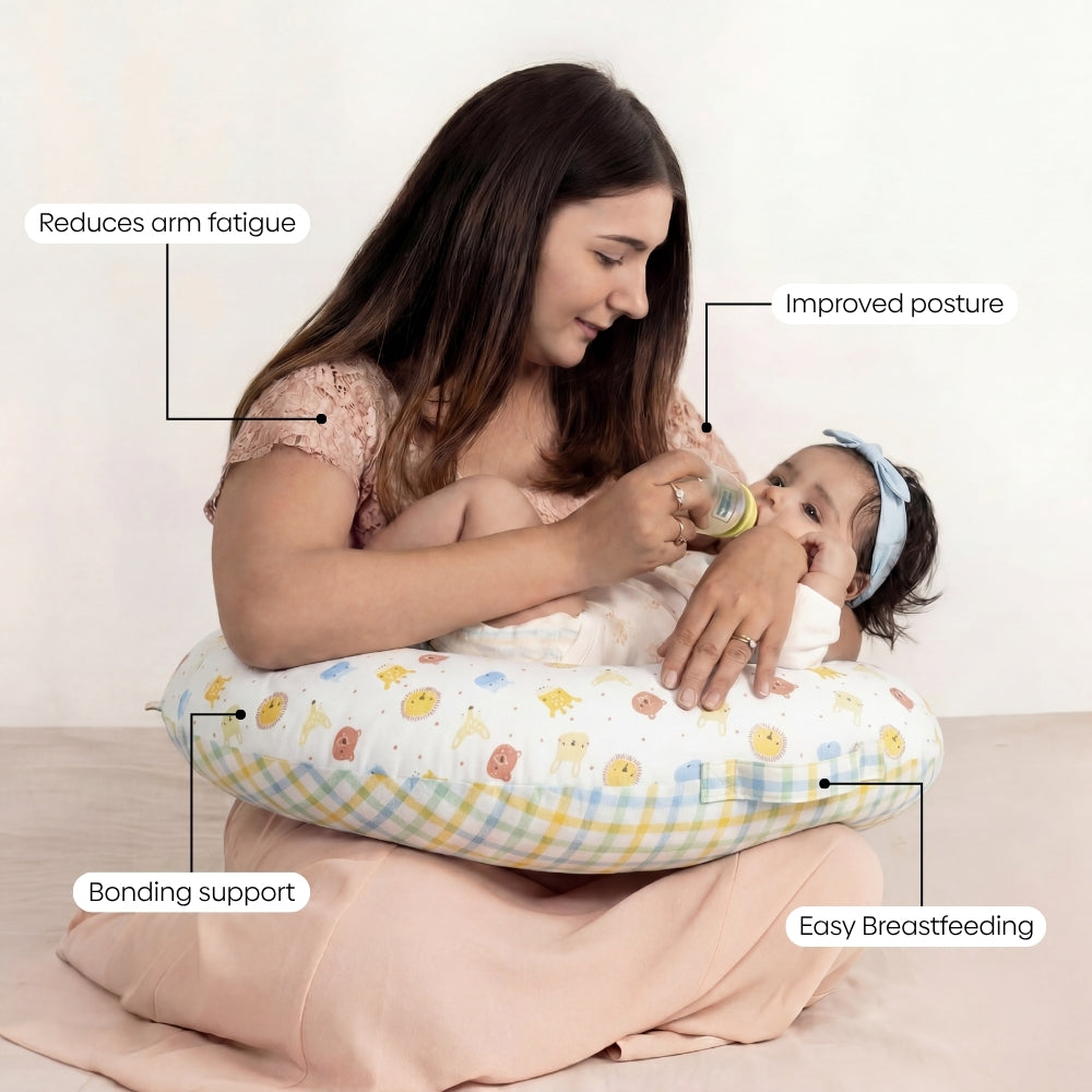 Animal Party 100% Cotton Multipurpose Feeding/Nursing pillow