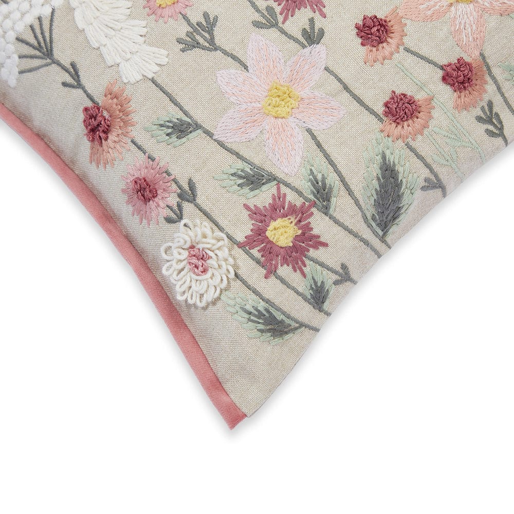Embroidered Decorative Cushion Cover, Blush Blooms Wildflower - Cushion Covers | haus & kinder