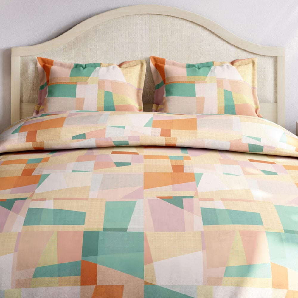 Pastel Geometric 100% Cotton King Size Bedsheet, 144 TC
