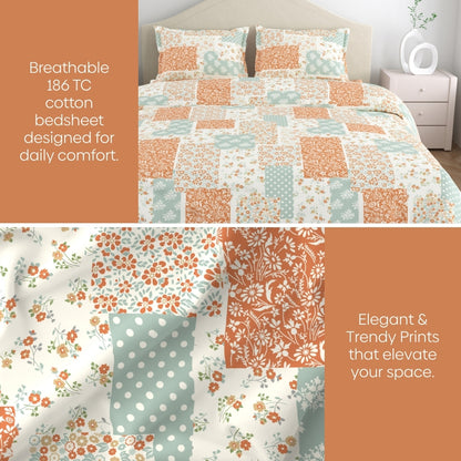 Patch Bliss 100% Cotton Double Size Bedsheet, 144 TC