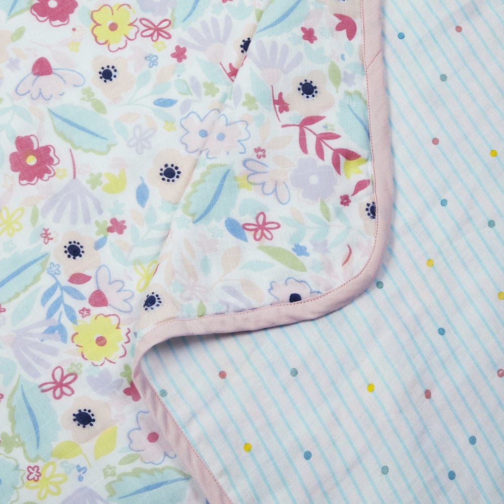 Little Bloom 100% Cotton Muslin Reversible Blanket for New Born Baby