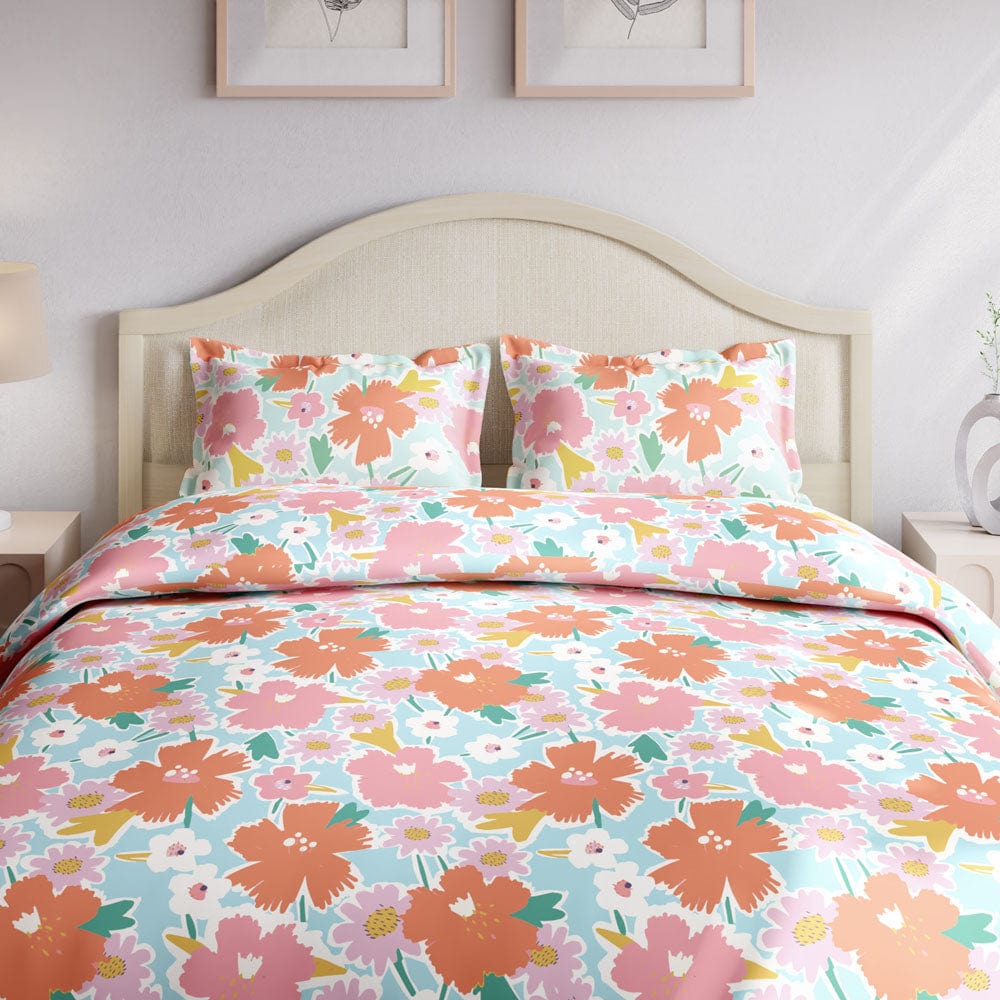 Abstract Floral 100% Cotton King Size Bedsheet, 144 TC
