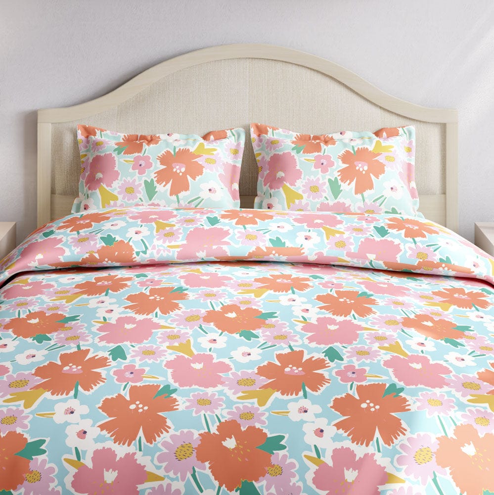 Abstract Floral 100% Cotton King Size Bedsheet, 144 TC