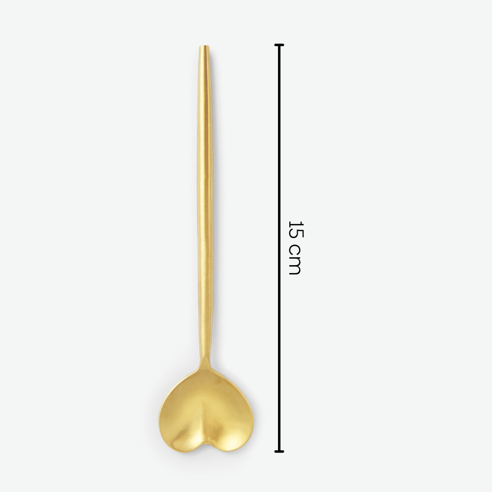 Heart Shape matt gold tea spoon, set of 4