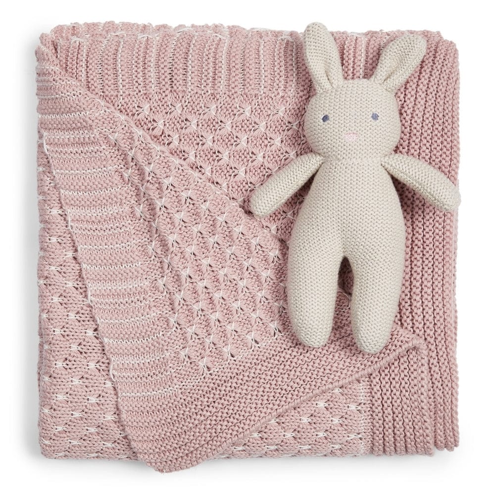 Baby Blossom Cotton Knitted All Season AC Blanket with a toy