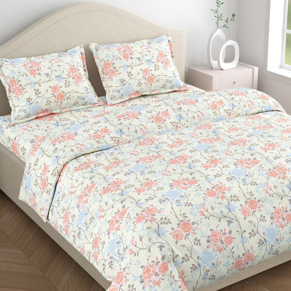 100% Combed Cotton 144 TC Double Flat Bedsheet Petalhaze