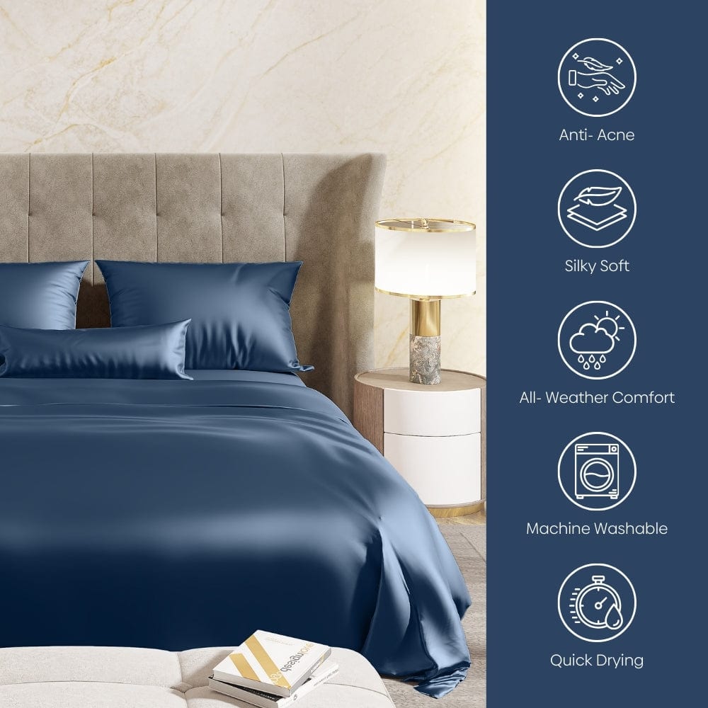 Satin Royale Deep Ocean Blue 300TC Satin Double Bedsheet