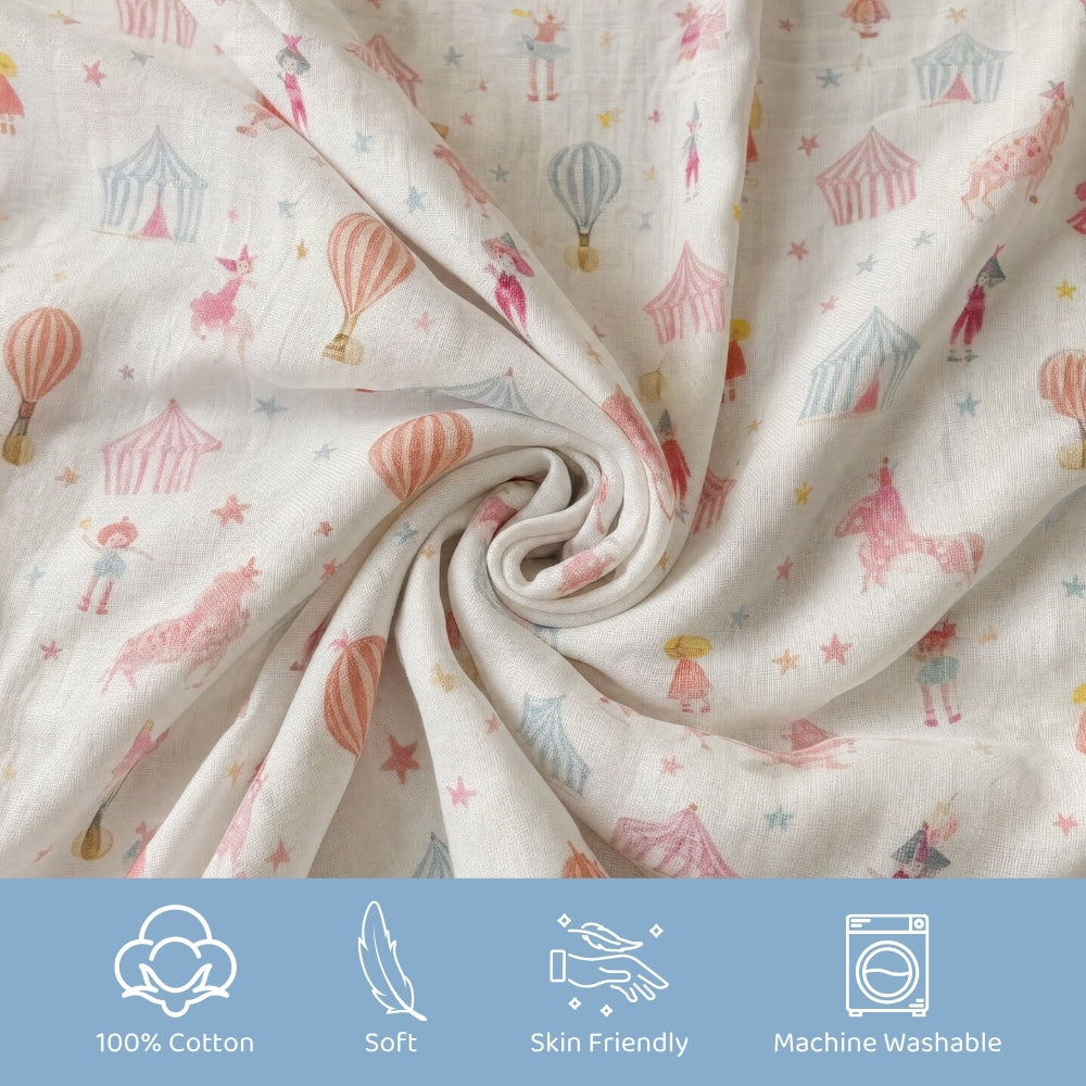 Dreamy Carnival 3-Layer Reversible Muslin Baby Blanket