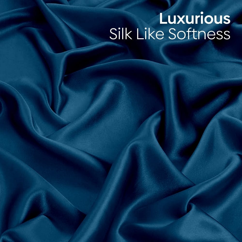 Satin Royale Deep Ocean Blue 300TC Satin Double Bedsheet