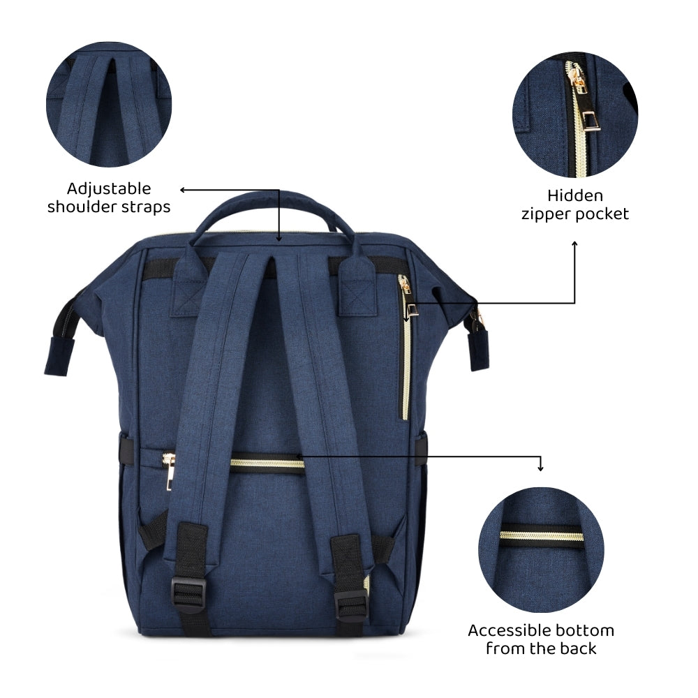 Chic Diaper Bag Backpack (Capacity - 20L) , Navy