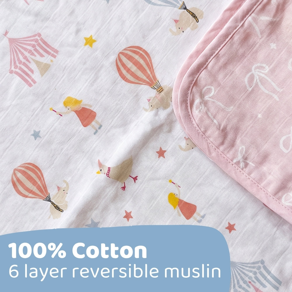 Dreamy Carnival 3-Layer Reversible Muslin Baby Blanket