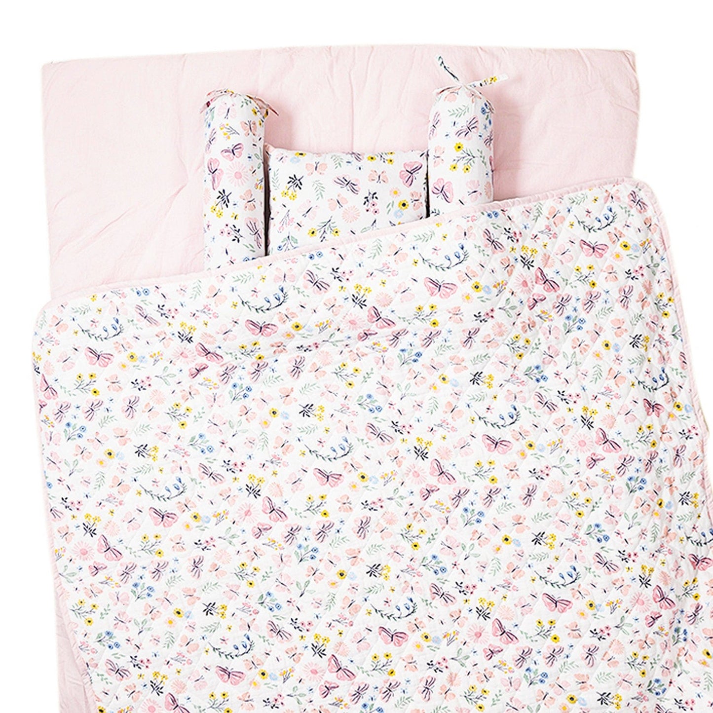 Bundle of Joy Bedding Set: Mattress, Bolsters with Quilt (Pack of 5,Butterfly garden)