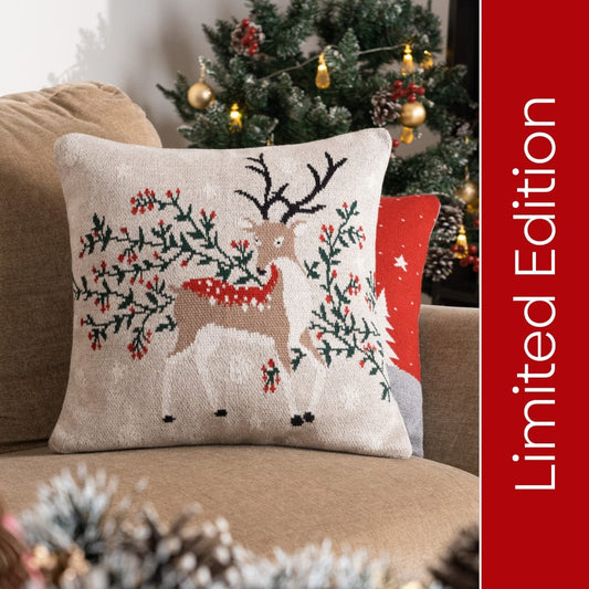 Knitted and Embroidered Decorative Cushion Cover, Winter Dream