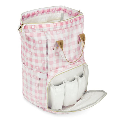 Chic Diaper Bag Backpack for New Parents (Capacity - 20L) , Gingham Pink