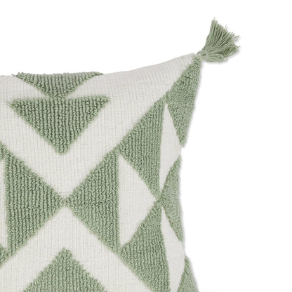 Tufted Decorative Cushion Cover, Triangle Yellow & Green Pack of 2