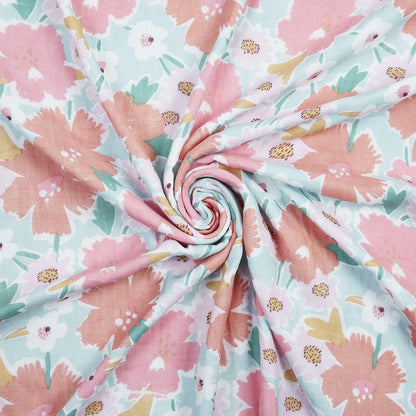 Bold Floral 100% Cotton Muslin Reversible Blanket for New Born Baby