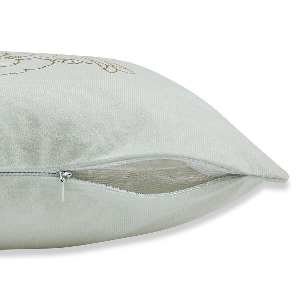 Gold Foil Printed Cotton Velvet Cushion Covers, set of 3 , Bright Bliss