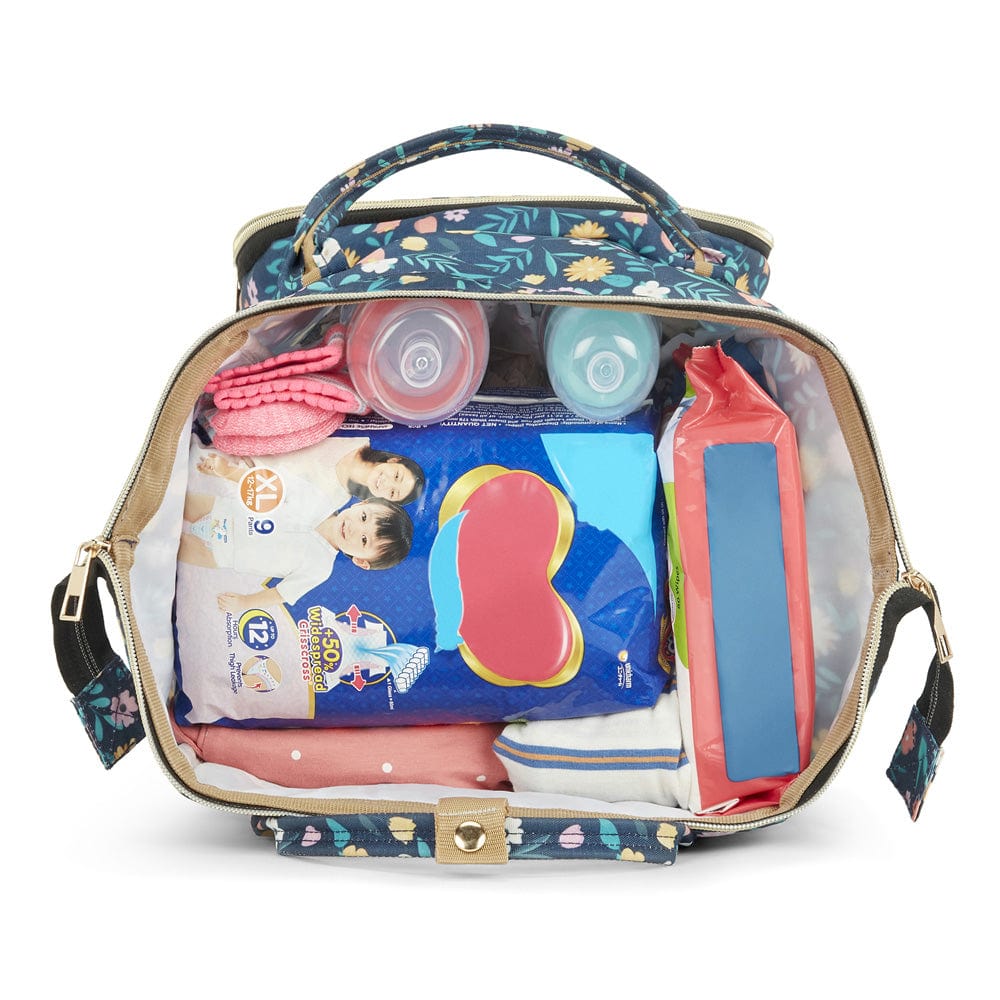 Chic Diaper Bag Backpack for New Parents (Capacity - 20L) , Night Bloom
