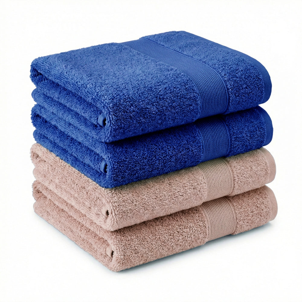 100% Cotton Harmony Combed Hand Towel- Pack Of 4  (Cobalt, Almond)