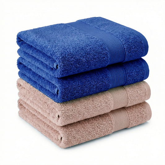100% Cotton Harmony Combed Hand Towel- Pack Of 4  (Cobalt, Almond)