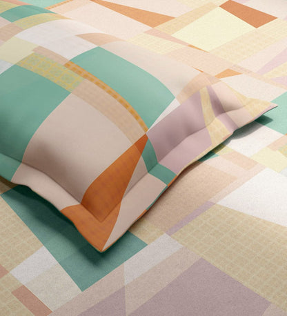 Pastel Geometric 100% Cotton Double Bedsheet, 144 TC