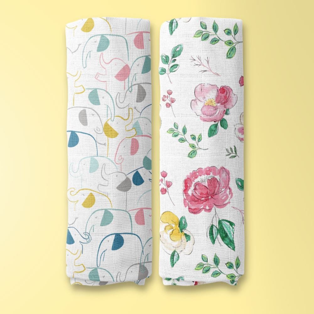 Petal Pals Collection 100% Cotton Muslin Swaddle Pack of 2