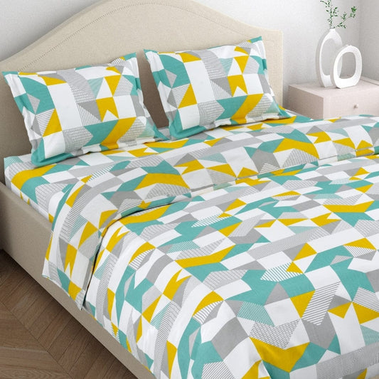 Aqua Harmony 100% Cotton King Size Bedsheet, 186 TC