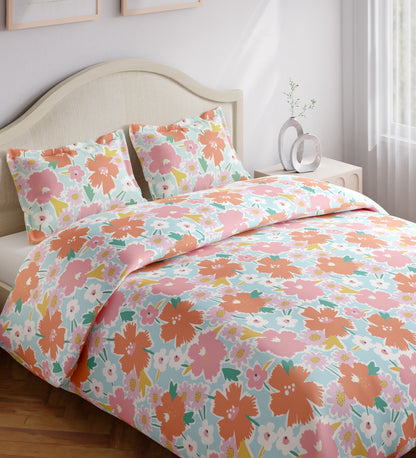 Abstract Floral 100% Cotton King Flat Bedsheet, 144 TC