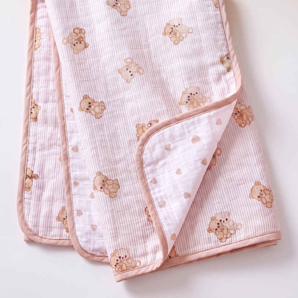 Twin Teddy 3-Layer Reversible Muslin Baby Blanket - Swaddles and Blankets | haus & kinder